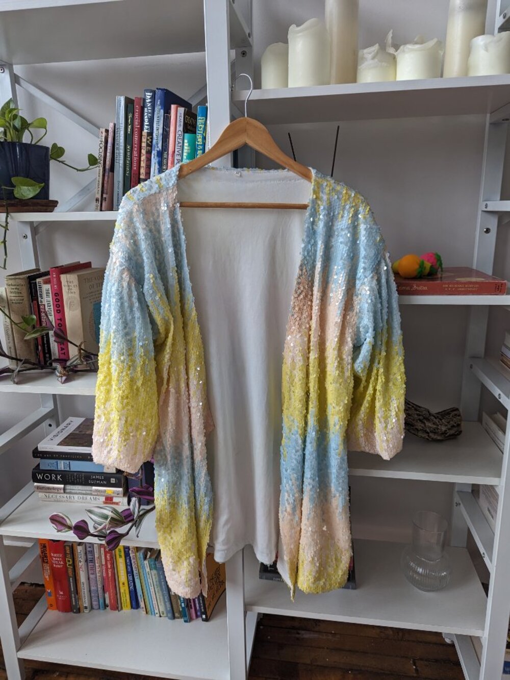 Festival Pastel Sequin Ethereal Pink Yellow Blue Robe Jacket